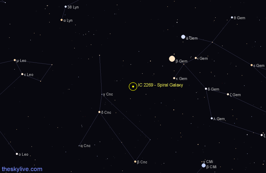 Finder chart IC 2269 - Spiral Galaxy in Cancer star