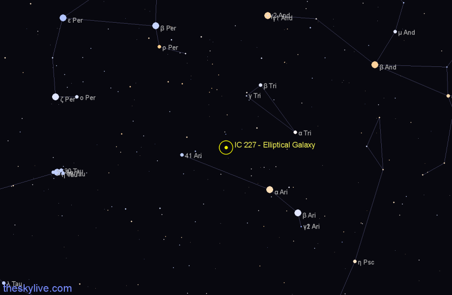 Finder chart IC 227 - Elliptical Galaxy in Triangulum star
