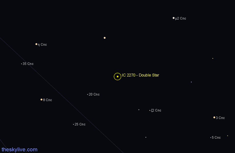 Finder chart IC 2270 - Double Star in Cancer star