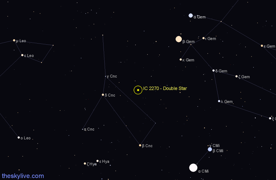 Finder chart IC 2270 - Double Star in Cancer star