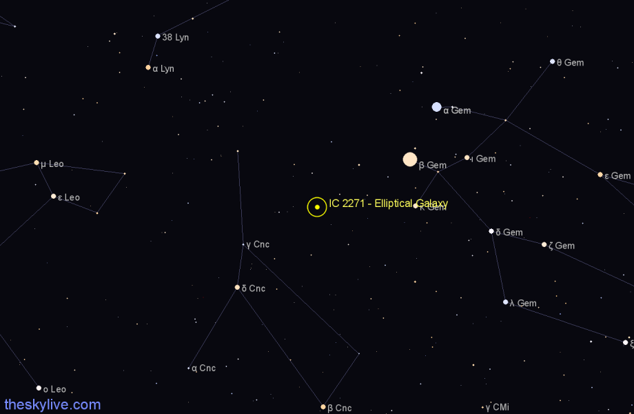 Finder chart IC 2271 - Elliptical Galaxy in Cancer star