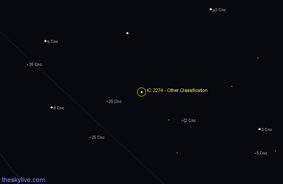 Finder chart IC 2274 - Other Classification in Cancer star