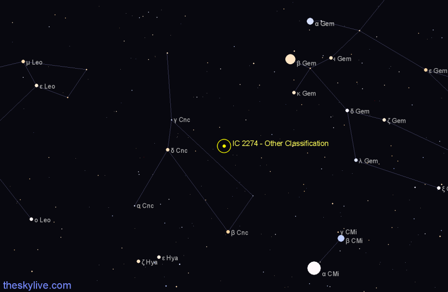 Finder chart IC 2274 - Other Classification in Cancer star