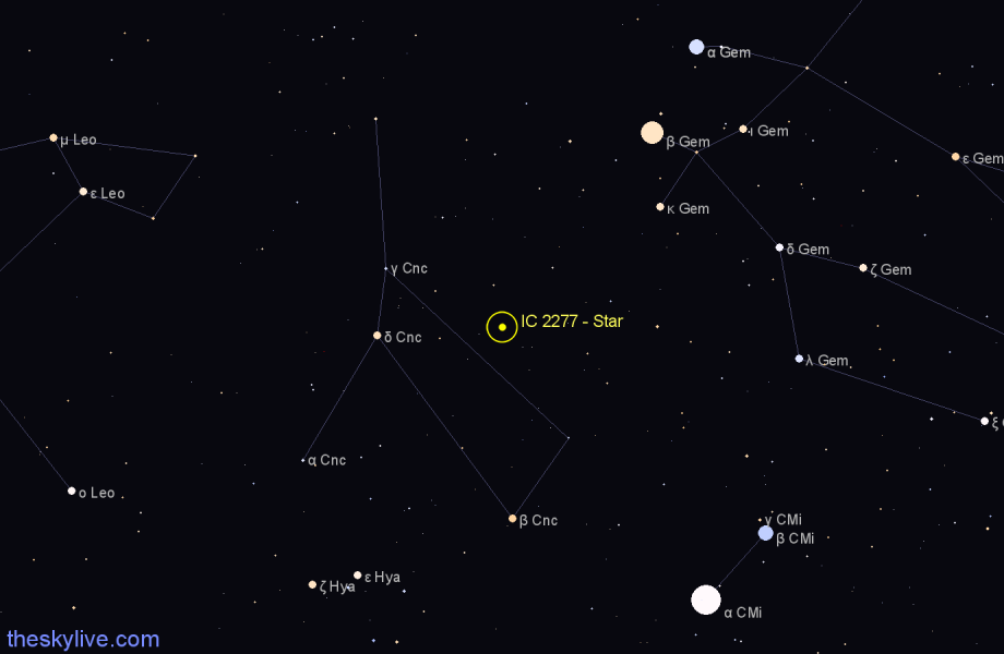 Finder chart IC 2277 - Star in Cancer star