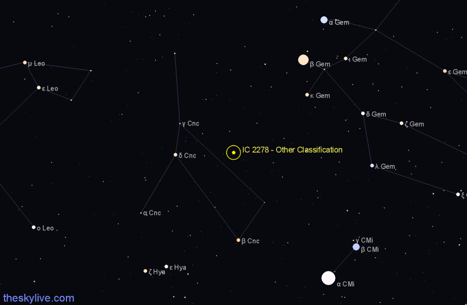 Finder chart IC 2278 - Other Classification in Cancer star