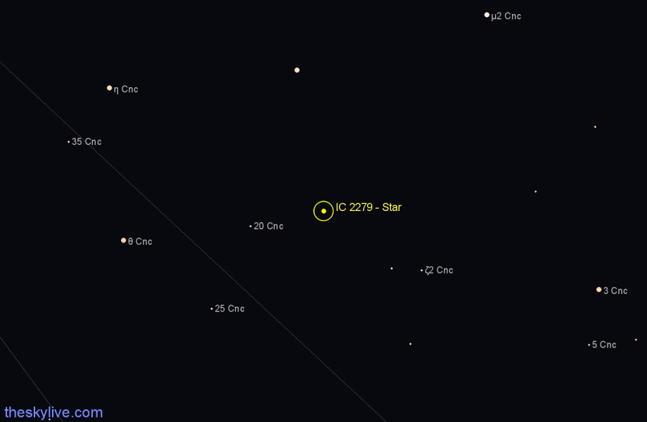 Finder chart IC 2279 - Star in Cancer star