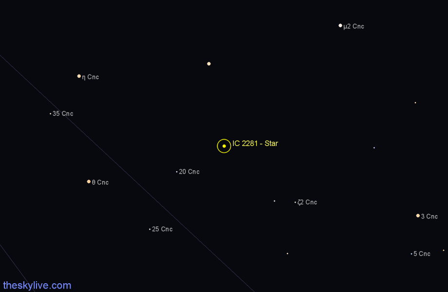 Finder chart IC 2281 - Star in Cancer star