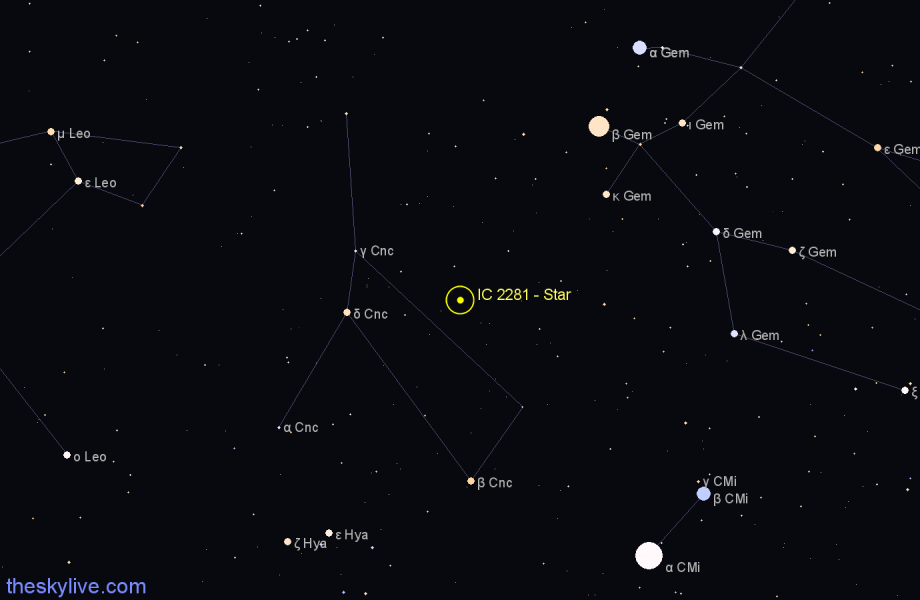 Finder chart IC 2281 - Star in Cancer star