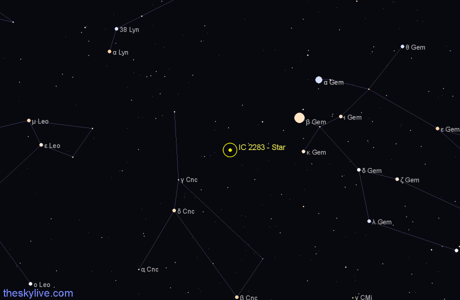 Finder chart IC 2283 - Star in Cancer star