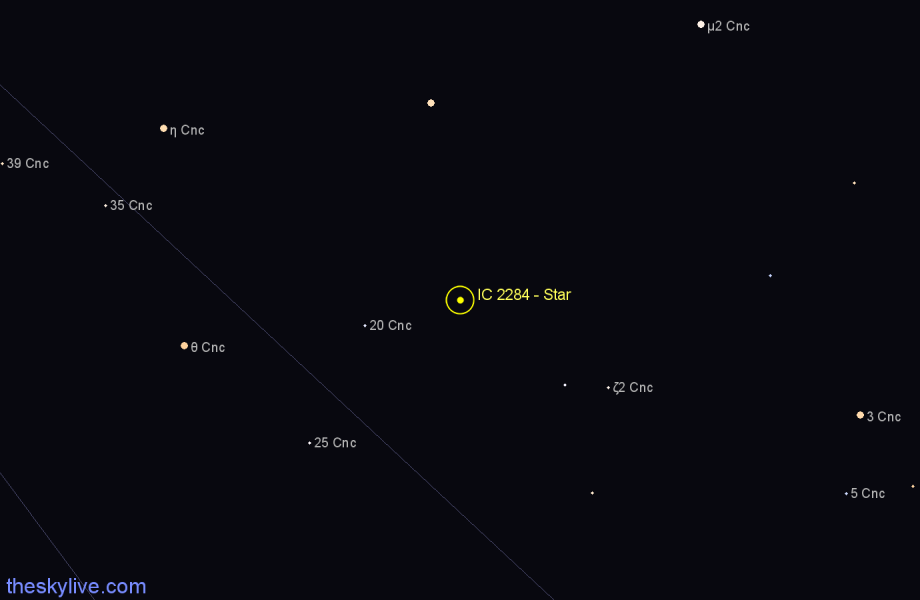 Finder chart IC 2284 - Star in Cancer star