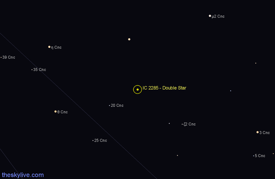 Finder chart IC 2285 - Double Star in Cancer star