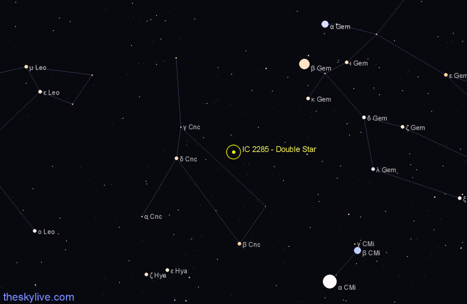 Finder chart IC 2285 - Double Star in Cancer star