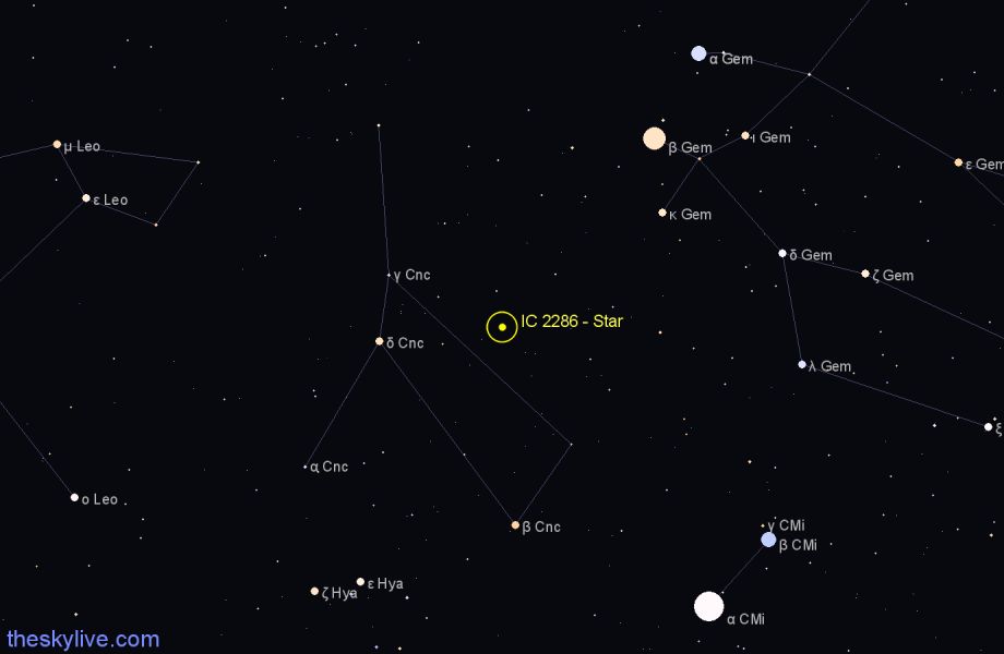 Finder chart IC 2286 - Star in Cancer star