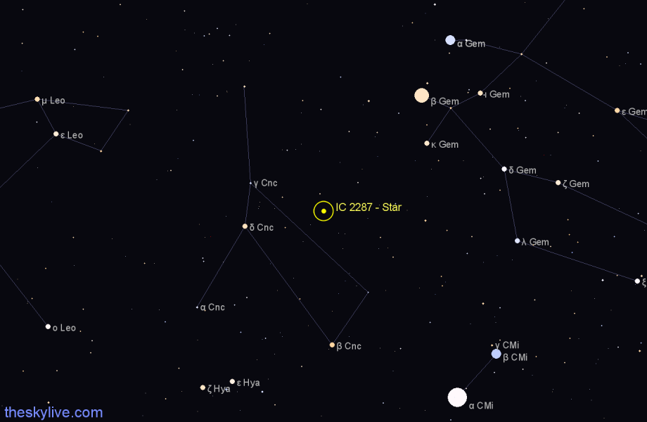 Finder chart IC 2287 - Star in Cancer star