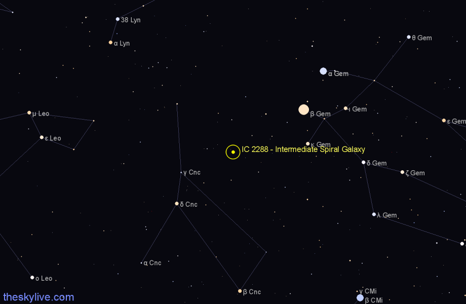 Finder chart IC 2288 - Intermediate Spiral Galaxy in Cancer star