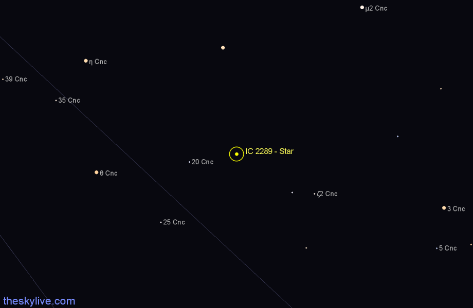 Finder chart IC 2289 - Star in Cancer star