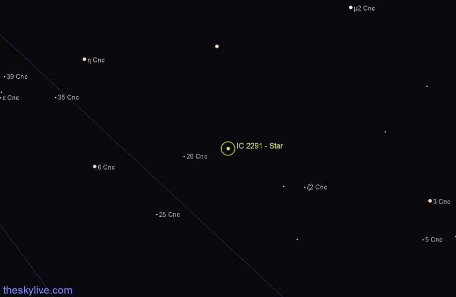 Finder chart IC 2291 - Star in Cancer star