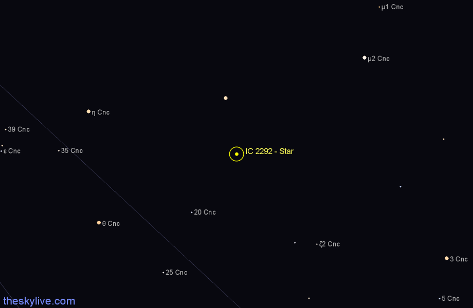 Finder chart IC 2292 - Star in Cancer star