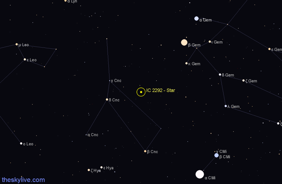 Finder chart IC 2292 - Star in Cancer star