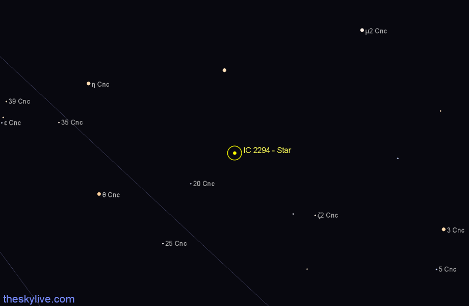 Finder chart IC 2294 - Star in Cancer star