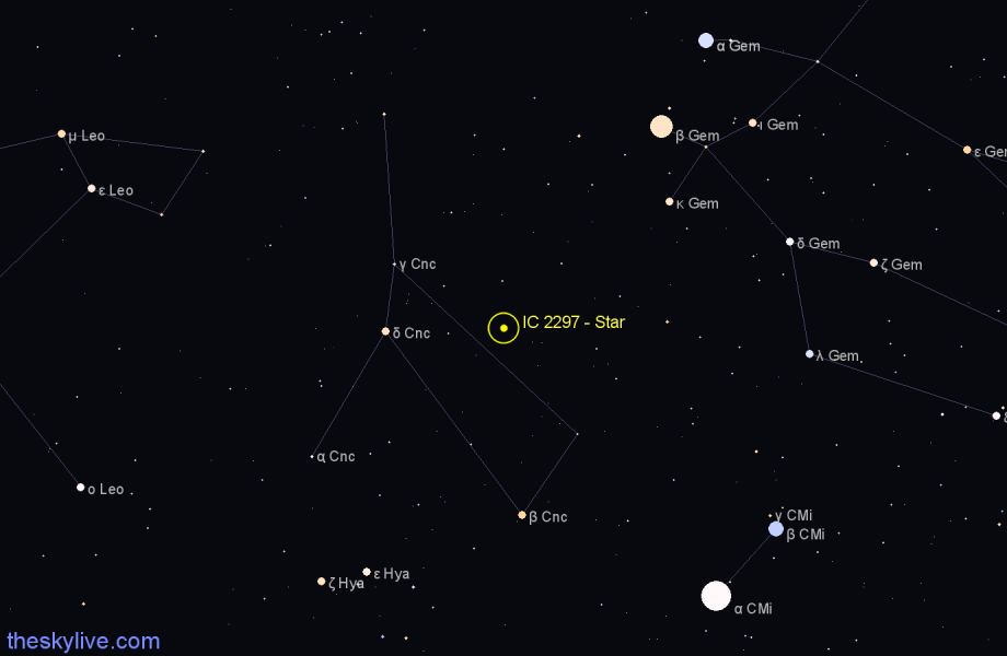 Finder chart IC 2297 - Star in Cancer star