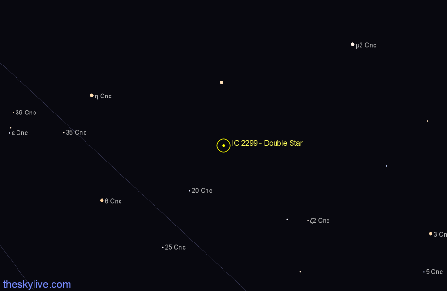 Finder chart IC 2299 - Double Star in Cancer star