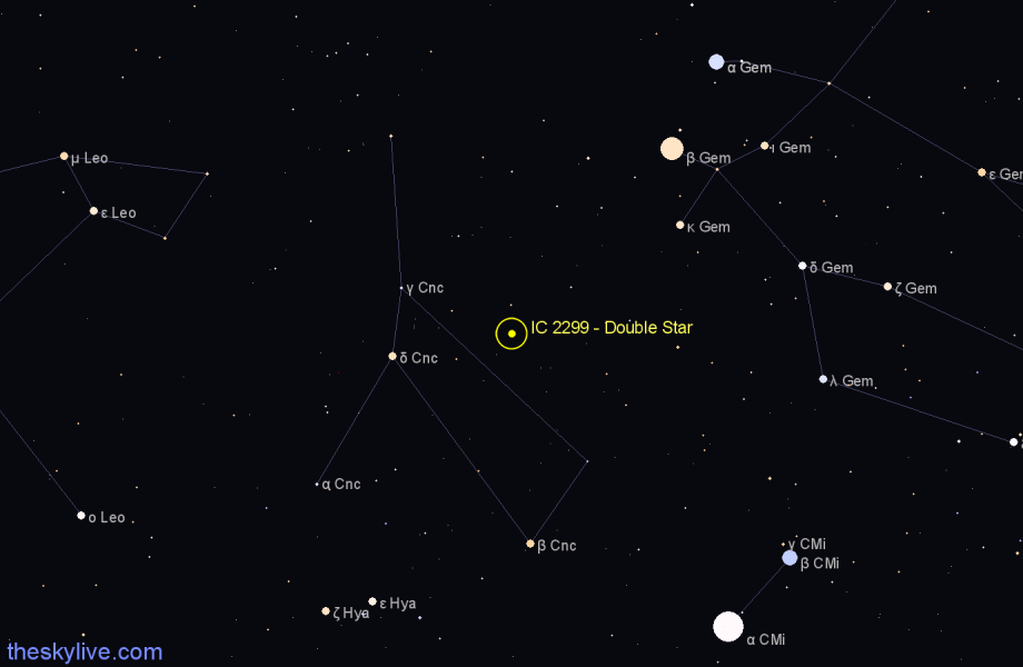 Finder chart IC 2299 - Double Star in Cancer star