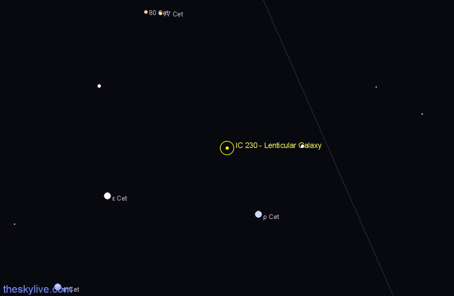 Finder chart IC 230 - Lenticular Galaxy in Cetus star