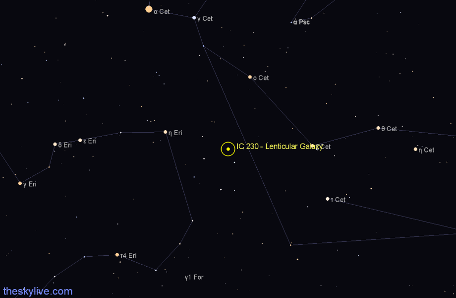 Finder chart IC 230 - Lenticular Galaxy in Cetus star