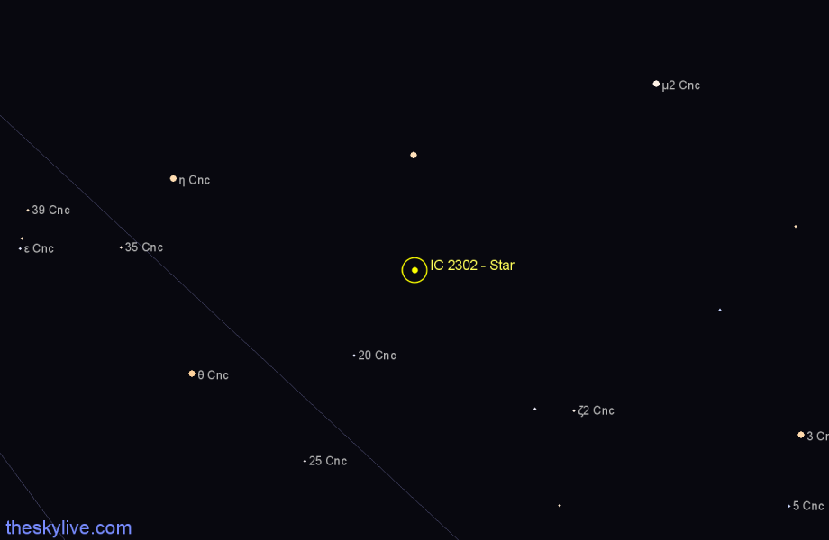 Finder chart IC 2302 - Star in Cancer star