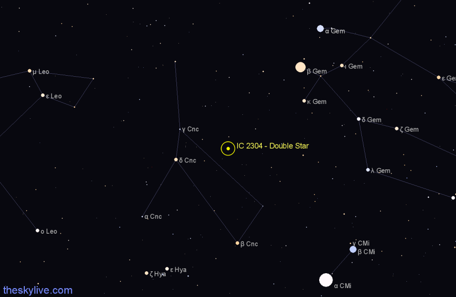 Finder chart IC 2304 - Double Star in Cancer star