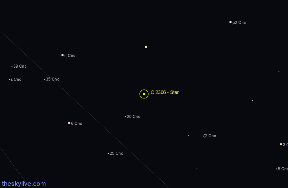 Finder chart IC 2306 - Star in Cancer star