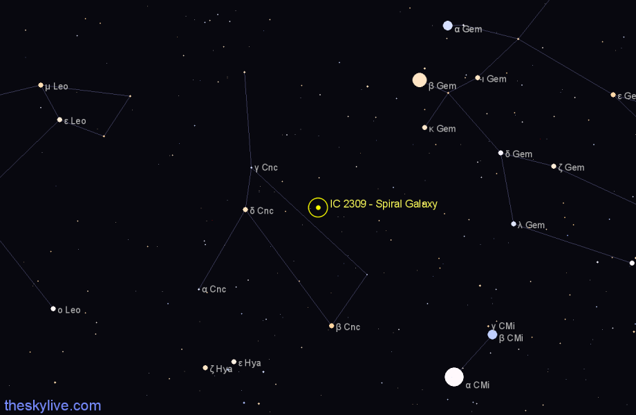 Finder chart IC 2309 - Spiral Galaxy in Cancer star