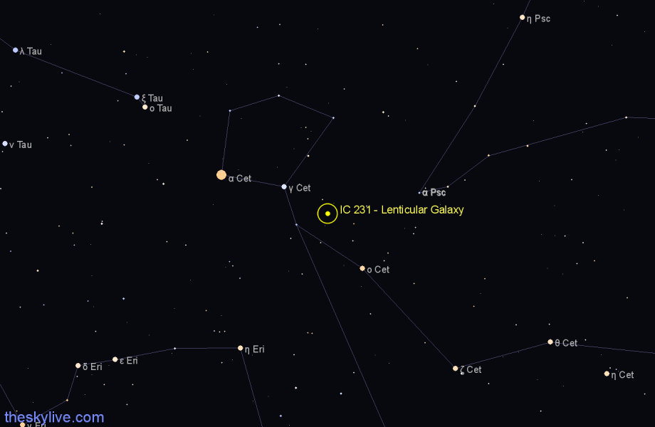 Finder chart IC 231 - Lenticular Galaxy in Cetus star