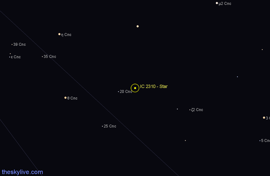 Finder chart IC 2310 - Star in Cancer star