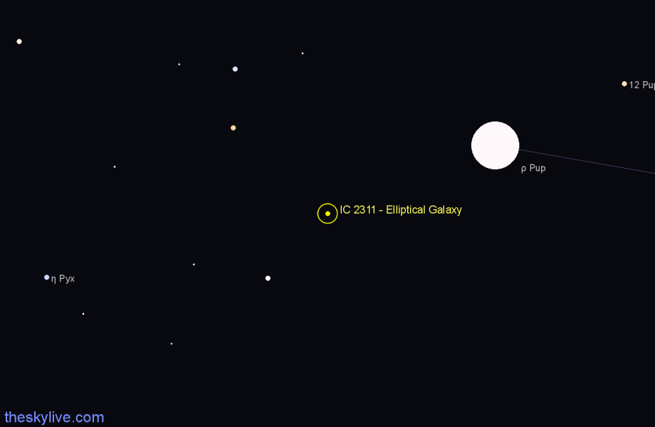 Finder chart IC 2311 - Elliptical Galaxy in Puppis star