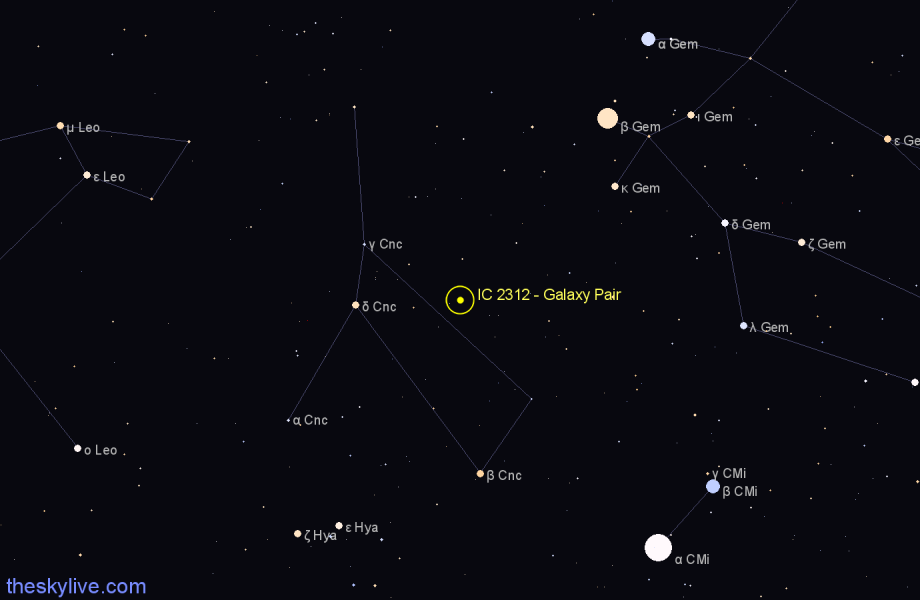 Finder chart IC 2312 - Galaxy Pair in Cancer star