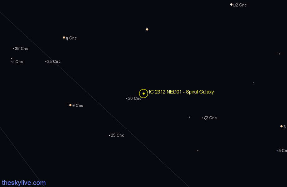 Finder chart IC 2312 NED01 - Spiral Galaxy in Cancer star