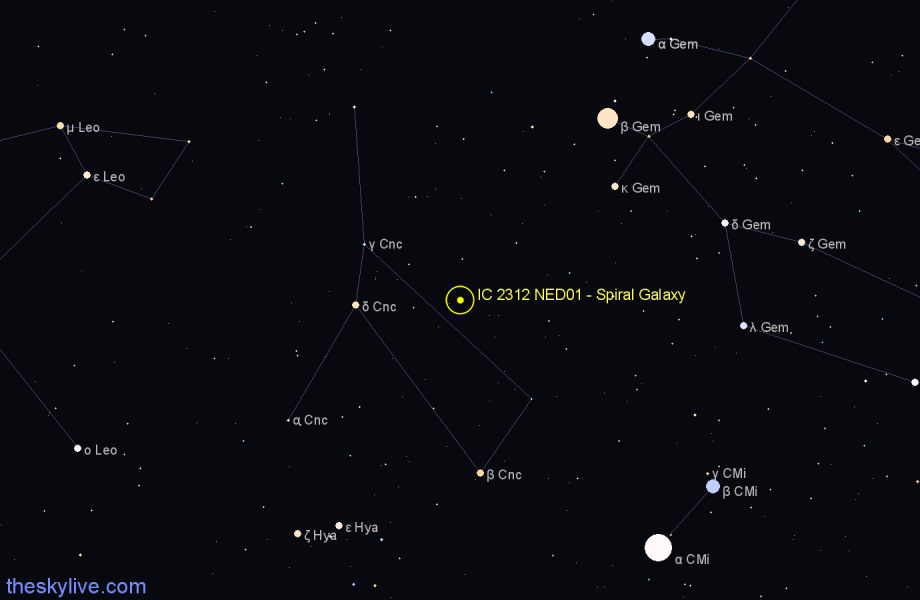 Finder chart IC 2312 NED01 - Spiral Galaxy in Cancer star