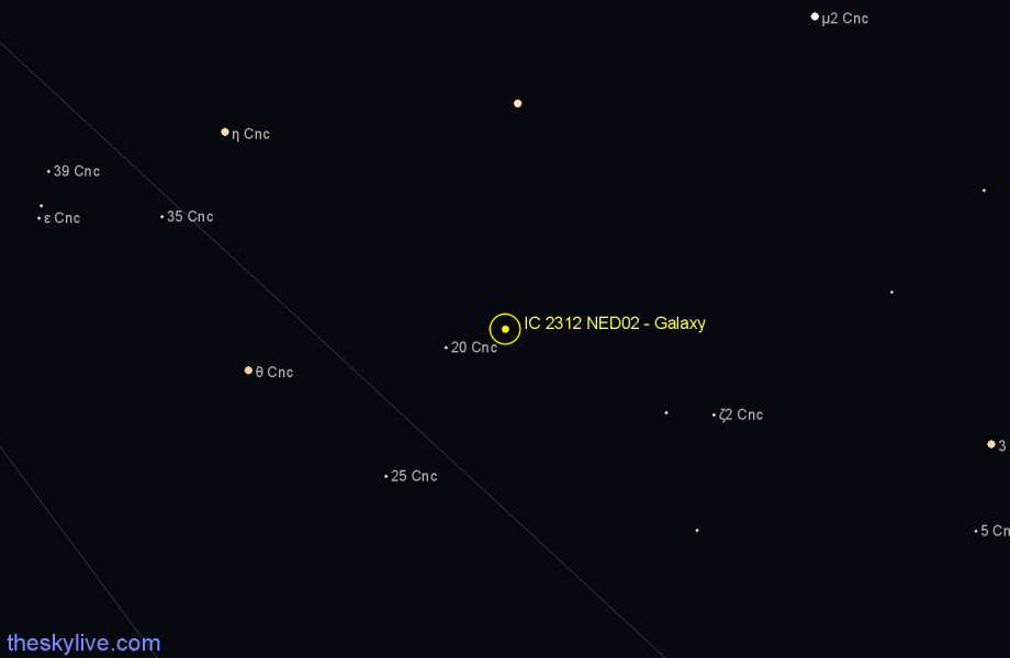 Finder chart IC 2312 NED02 - Galaxy in Cancer star