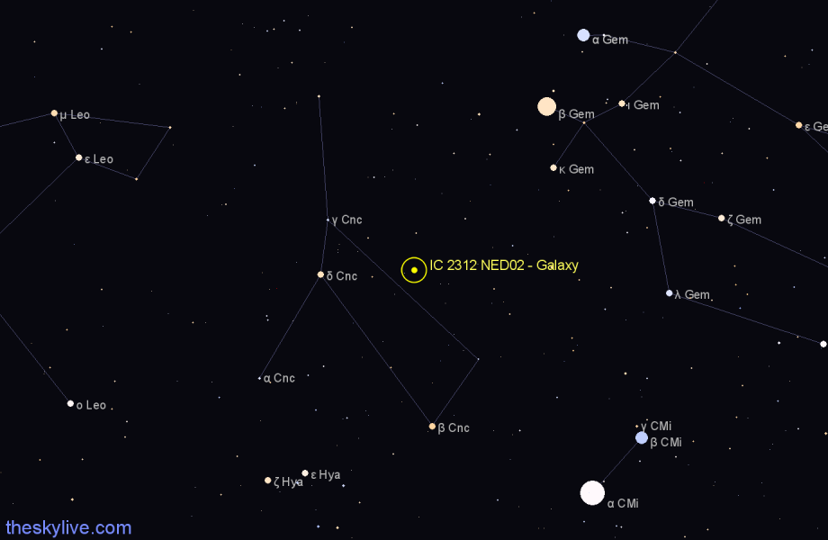 Finder chart IC 2312 NED02 - Galaxy in Cancer star