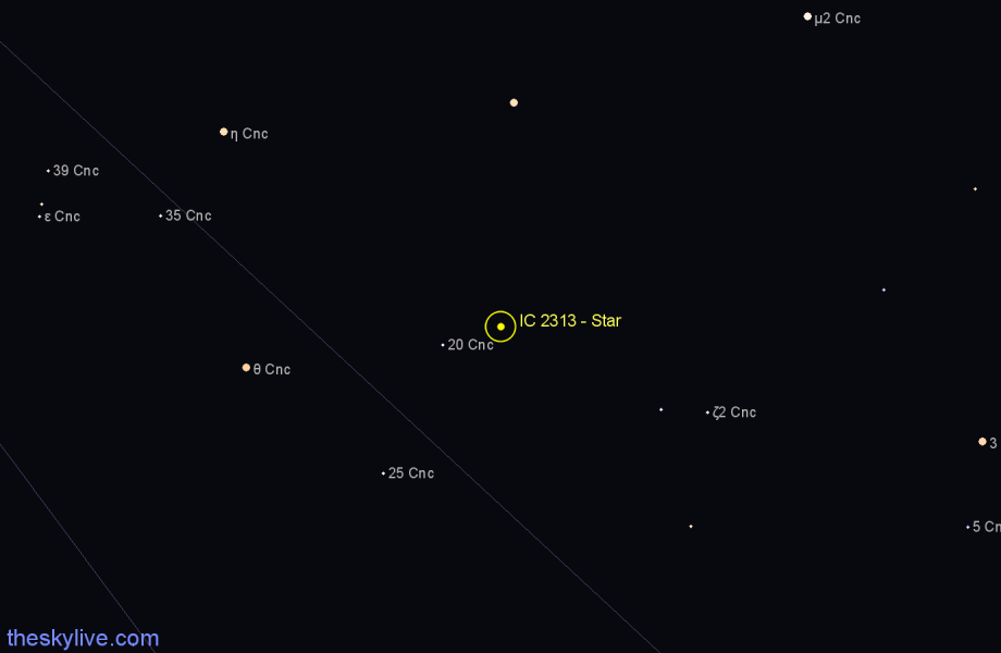 Finder chart IC 2313 - Star in Cancer star