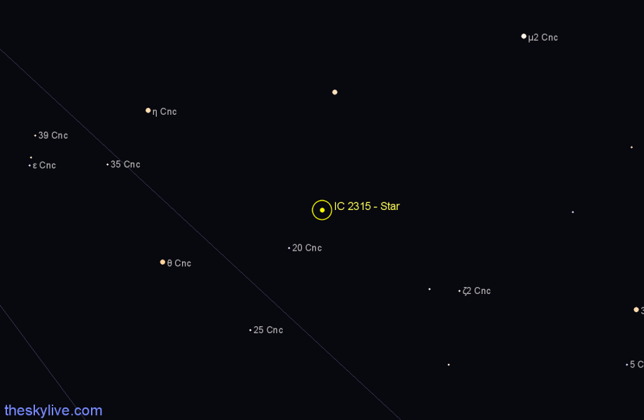 Finder chart IC 2315 - Star in Cancer star