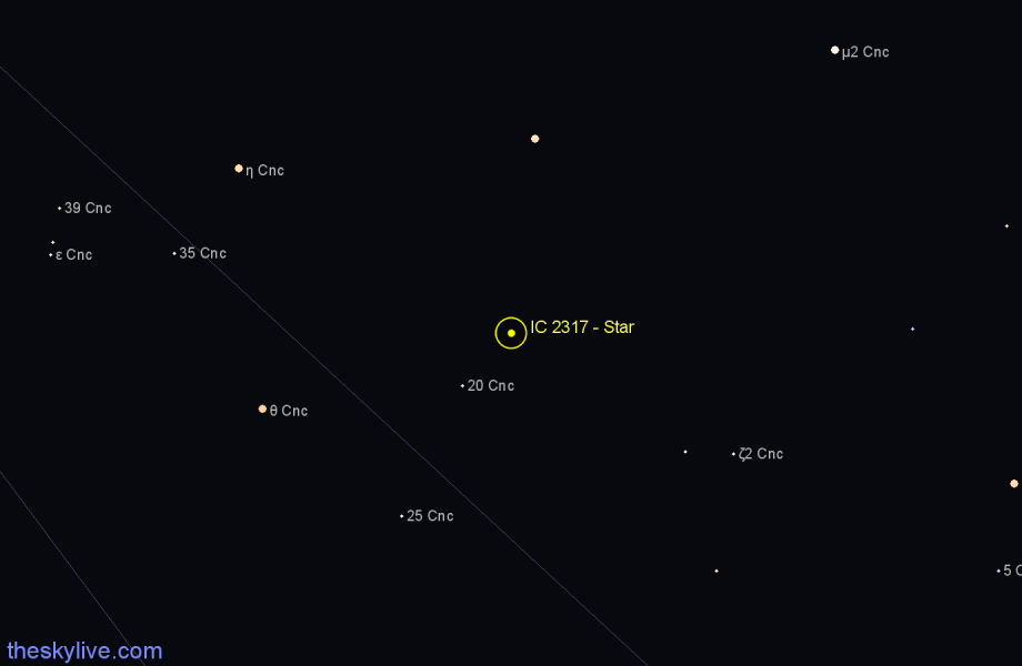 Finder chart IC 2317 - Star in Cancer star