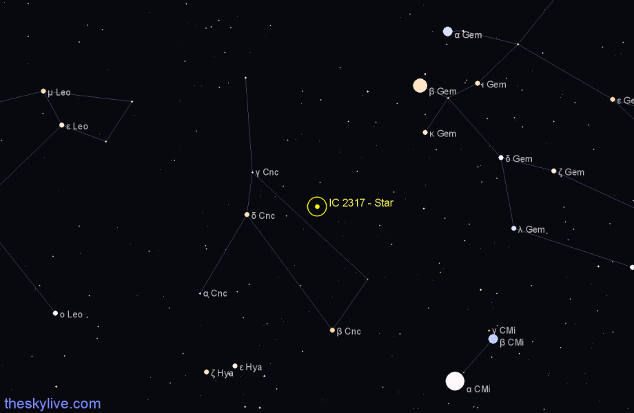 Finder chart IC 2317 - Star in Cancer star