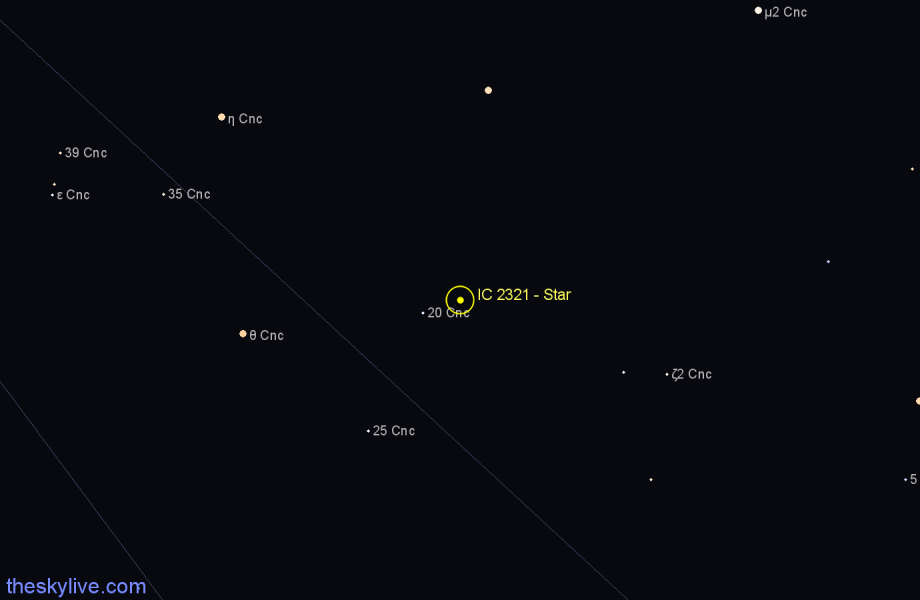 Finder chart IC 2321 - Star in Cancer star