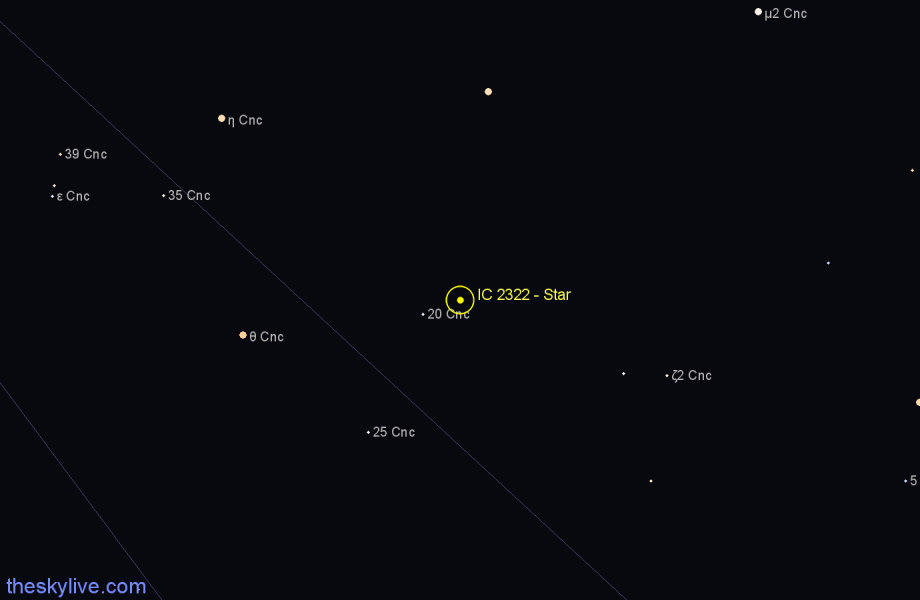 Finder chart IC 2322 - Star in Cancer star