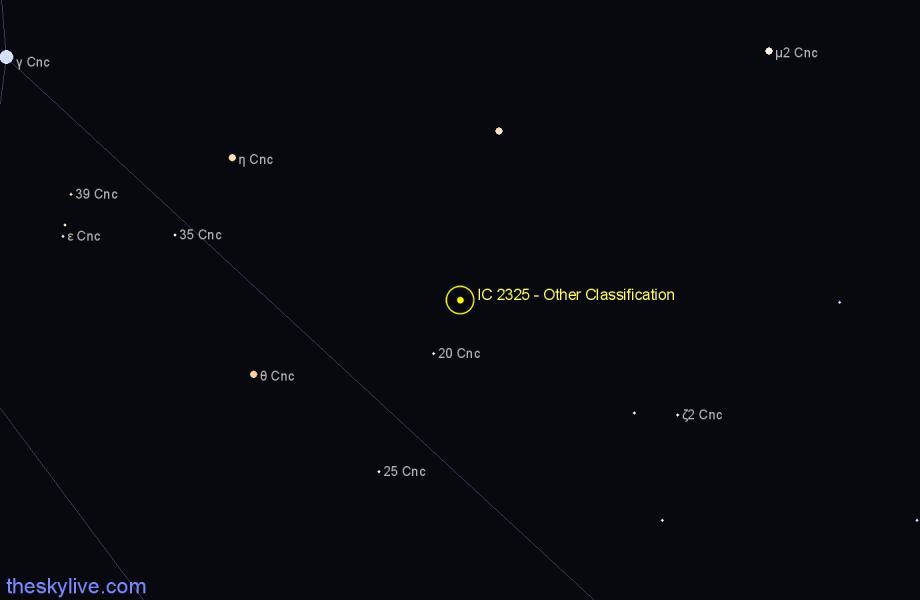 Finder chart IC 2325 - Other Classification in Cancer star