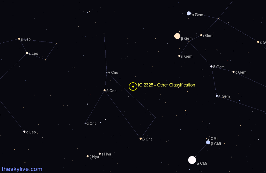 Finder chart IC 2325 - Other Classification in Cancer star