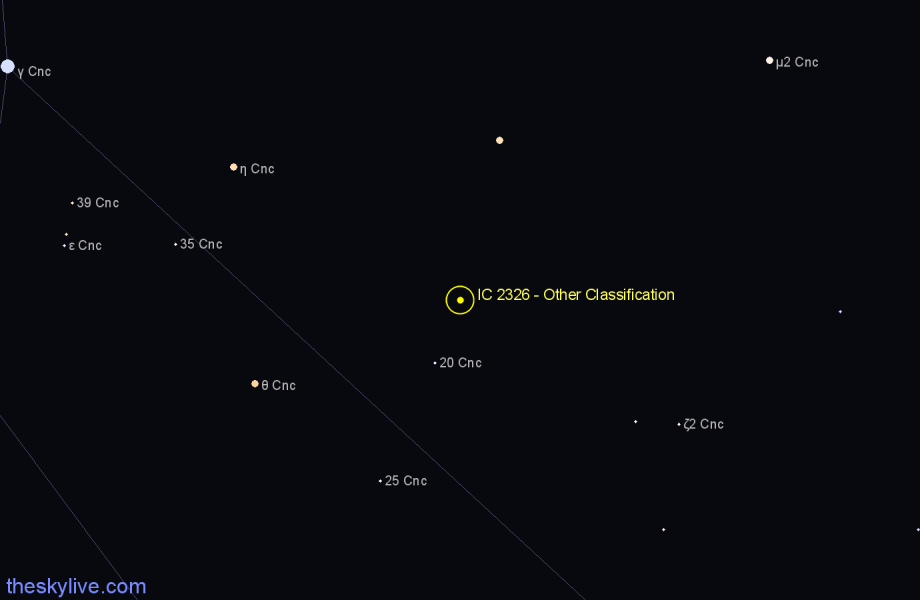 Finder chart IC 2326 - Other Classification in Cancer star